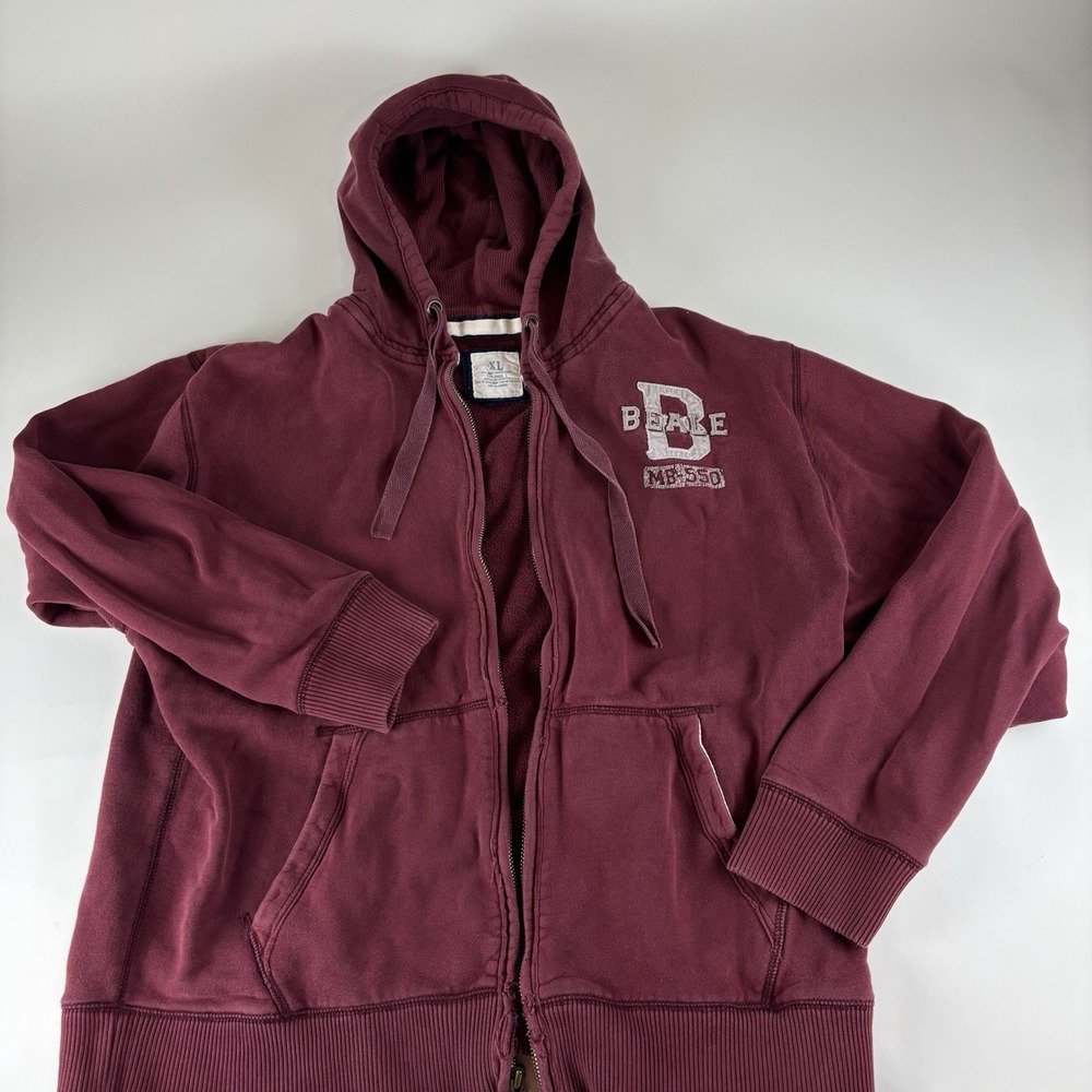 Old Navy Mens XL Maroon Basic Issue Distressed MB-550 Full Zip Hoodie VTG Heavy - Picture 2 of 14